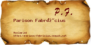 Parison Fabrícius névjegykártya